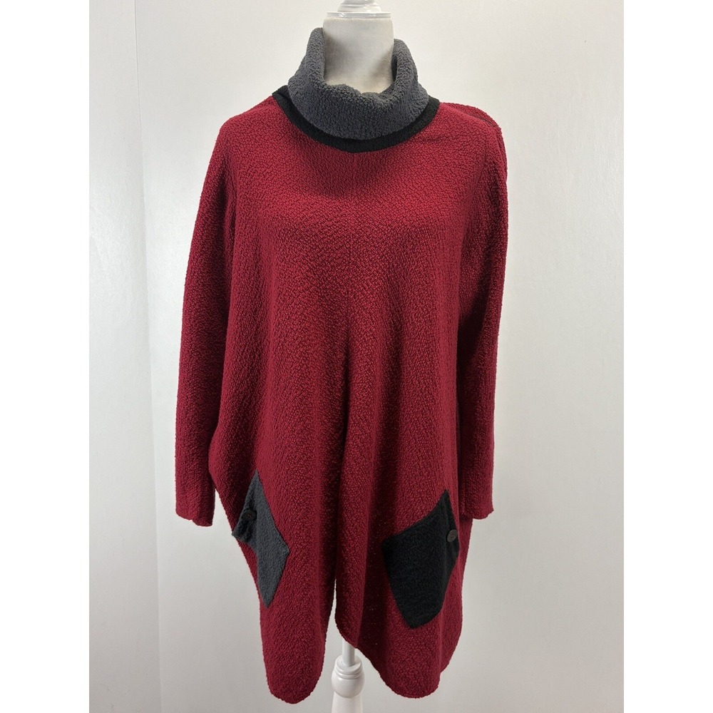 Margaret Winters Knit Sweater Small Cowl Neck Artsy Pockets Women's USA
